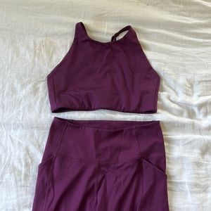 Girlfriend Collective Medium Plum Set - Topanga Bra & pocket 7/8 length legg